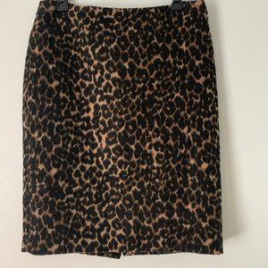 TALBOTS LEOPARD PENCIL WOOL BLEND MIDI SKIRT SZ 10